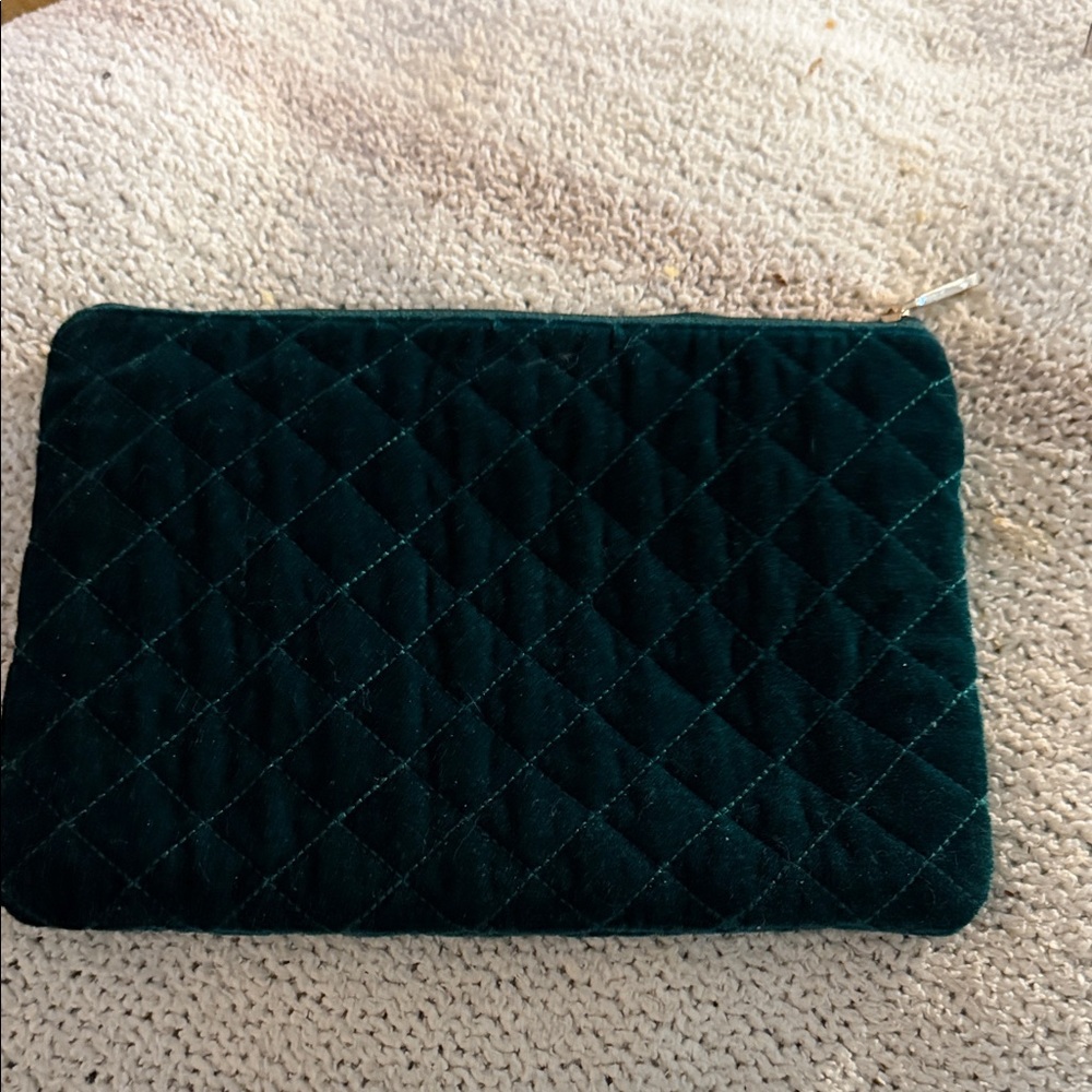 LOFT Quilted Dark Green Clutch